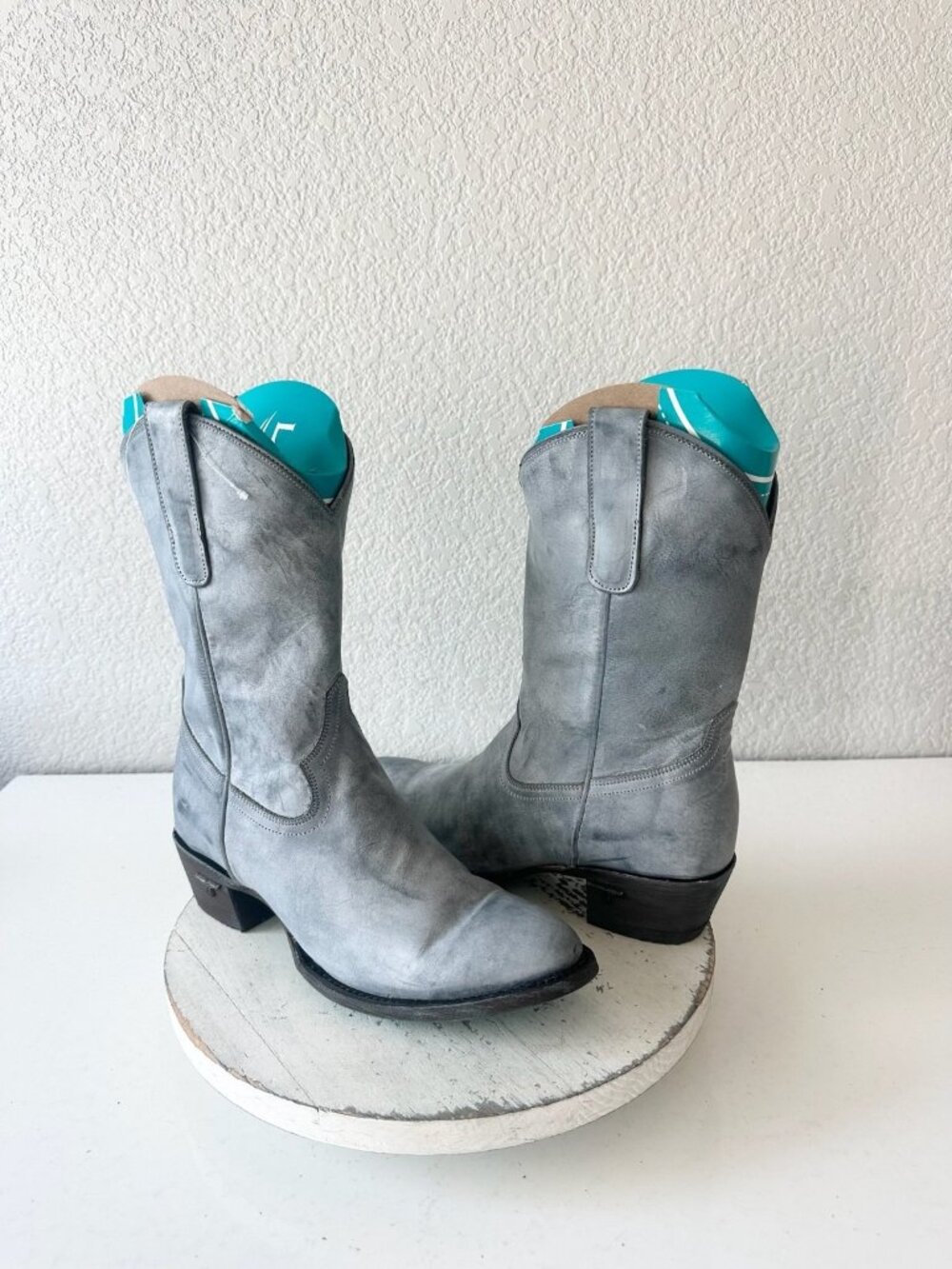Lane PLAIN JANE Cowboy Midi Boots Washed Denim Blue Western Cowgirl Ankle Sz 9